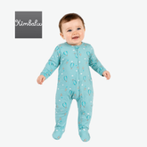 KIMBALOO TEAL HOT AIR BALLOON PRINT FOOTED SLEEPER