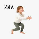 ZARA KHAKI GREEN WAFFLE KNIT WARM LEGGINGS