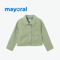 MAYORAL MOSS GREEN GIRLS TWILL BUTTON-DOWN JACKET