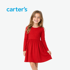 CARTER'S RED LACE-BODICE LONG-SLEEVE DRESS