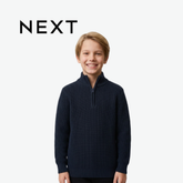 NEXT NAVY BLUE HALF-ZIP RIBBED KNIT SWEATER