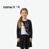 NAME IT BLACK ELSA PRINT LONG-SLEEVE DRESS