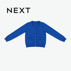 NEXT ROYAL BLUE BOW-POCKET CARDIGAN