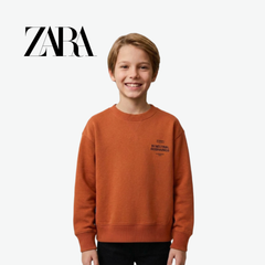 ZARA ORANGE GRAPHIC PRINT LONG-SLEEVE SWEATSHIRT