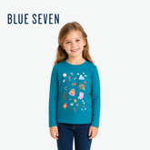 BLUE SEVEN TEAL LONG-SLEEVE TOP WITH SCREEN PRINT GRAPHIC