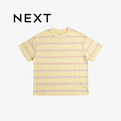 NEXT YELLOW PASTEL STRIPED SHORT-SLEEVE T-SHIRT