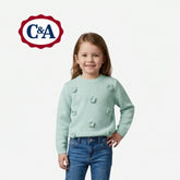 C&A MINT GREEN FLORAL APPLIQUÉ KNIT SWEATER