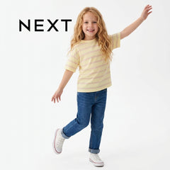 NEXT YELLOW PASTEL STRIPED SHORT-SLEEVE T-SHIRT
