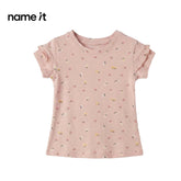 NAME IT T-SHIRT TEA PINK FLOWERS ALL OVER