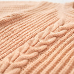RESERVED LIGHT PEACH CABLE-KNIT SWEATER