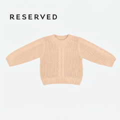RESERVED LIGHT PEACH CABLE-KNIT SWEATER