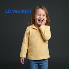 L.C. WAIKIKI LIGHT YELLOW COLLARED LONG-SLEEVE TOP