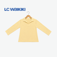 L.C. WAIKIKI LIGHT YELLOW COLLARED LONG-SLEEVE TOP