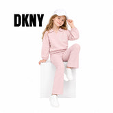 DKNY LIGHT PINK POLO AND RIBBED PANTS SET