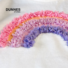 DUNNES WHITE TOP WITH FLORAL RAINBOW APPLIQUE