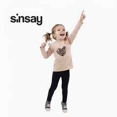 SINSAY CAMEL LEOPARD HEART RUFFLE LONG-SLEEVE T-SHIRT
