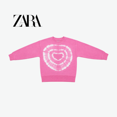 ZARA VIBRANT PINK TIE-DYE HEART SWEATSHIRT