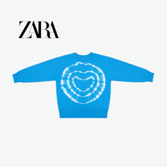 ZARA BRIGHT BLUE TIE-DYE HEART SWEATSHIRT