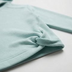 ZARA MINT GREEN TWIST-HEM HOODED SWEATSHIRT