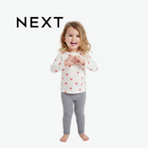 NEXT ALL-OVER RED HEARTS WHITE LONG-SLEEVE TOP