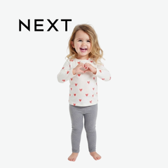 NEXT ALL-OVER RED HEARTS WHITE LONG-SLEEVE TOP
