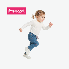 PRÉNATAL BLUE HEART-PRINT DENIM PANTS