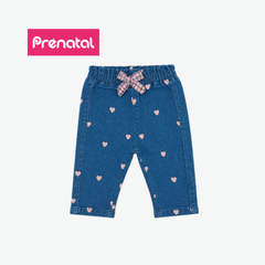 PRÉNATAL DARK BLUE HEART-PRINT DENIM LEGGINGS