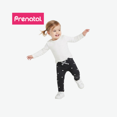 PRÉNATAL BLACK HEART-PRINT DENIM PANTS