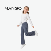 MANGO GREYISH BLUE FLORAL EMBROIDERED JEANS