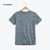 LC WAIKIKI T-SHIRT TEAL GREEN TIGER 'NEW YORK' GRAFFITI
