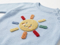 TCHIBO LIGHT BLUE SUN EMBROIDERED KNIT SWEATER