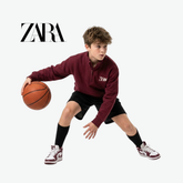 ZARA MAROON STREET BASKET CLUB HALF-ZIP SWEATSHIRT