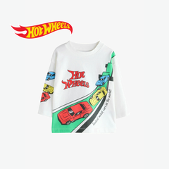 HOT WHEELS WHITE RACING CARS GRAPHIC T-SHIRT