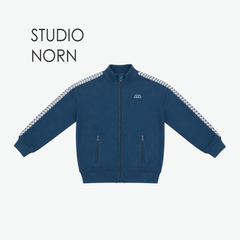 STUDIO NORN BLUE TAPE-DETAIL ZIP JACKET