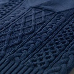 GAP NAVY BLUE SHAWL-COLLAR CABLE-KNIT SWEATER