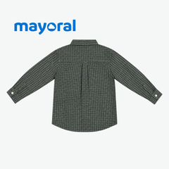 MAYORAL GREEN HOUNDSTOOTH LONG-SLEEVE SHIRT