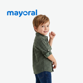 MAYORAL GREEN HOUNDSTOOTH LONG-SLEEVE SHIRT