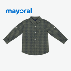 MAYORAL GREEN HOUNDSTOOTH LONG-SLEEVE SHIRT