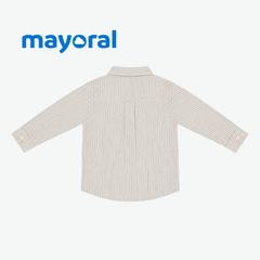 MAYORAL LIGHT BEIGE STRIPED LONG-SLEEVE SHIRT