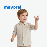 MAYORAL LIGHT BEIGE STRIPED LONG-SLEEVE SHIRT