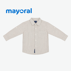 MAYORAL LIGHT BEIGE STRIPED LONG-SLEEVE SHIRT