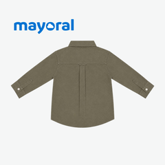 MAYORAL OLIVE GREEN POLKA DOT LONG-SLEEVE SHIRT