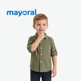 MAYORAL OLIVE GREEN POLKA DOT LONG-SLEEVE SHIRT