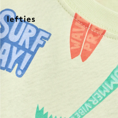 LEFTIES WHITE T-SHIRT "SURF DAY" PALM DOODLE