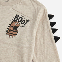 NEXT BEIGE MONSTER GRAPHIC SPIKED LONG-SLEEVE T-SHIRT