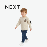 NEXT BEIGE MONSTER GRAPHIC SPIKED LONG-SLEEVE T-SHIRT