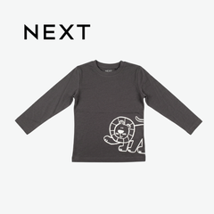 NEXT CHARCOAL GREY LION GRAPHIC LONG-SLEEVE T-SHIRT