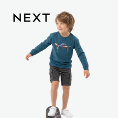 NEXT TEAL BLUE SKATEBOARD GRAPHIC LONG-SLEEVE T-SHIRT