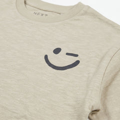 NEXT BEIGE WINKING SMILEY GRAPHIC LONG-SLEEVE T-SHIRT