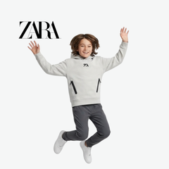 ZARA TECH ZIP-POCKET LIGHT GREY HOODIE
